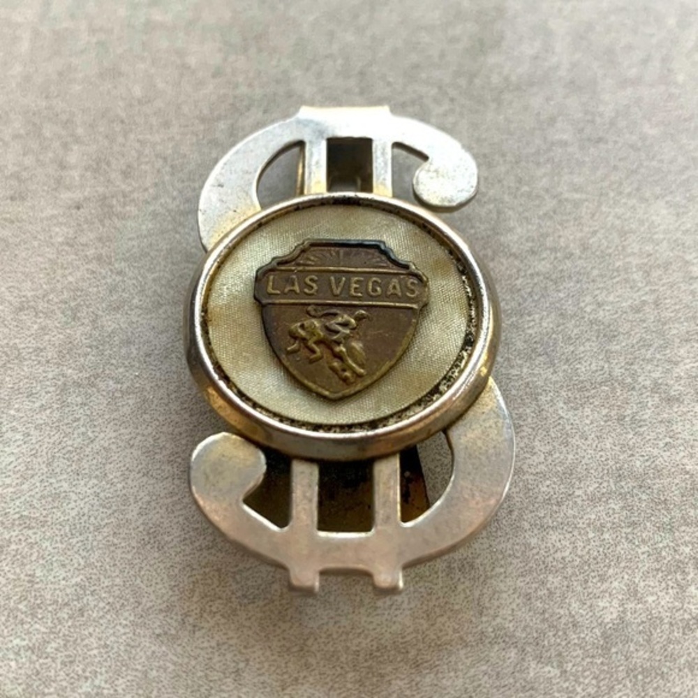 Vintage “Las Vegas” Money Clip with Pearl Inlay 💵